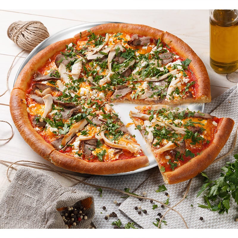 Deedro صينية بيتزا ديدرو 12 بوصة من الفولاذ المقاوم للصدأ - صينية خبز دائرية للفرن لتحضير الطعام الصحي، 4 عبوات - Image 5